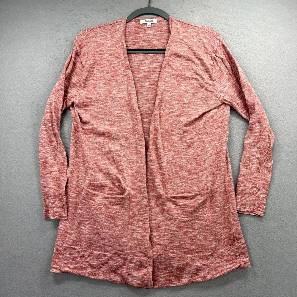 Madewell Summer Ryder Cardigan Sweater Womens Small Coral Soft Cotton Open Front
